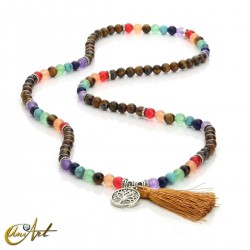 Japa Mala de los chakras (pulsera) con piedras naturales - Ojo de Tigre