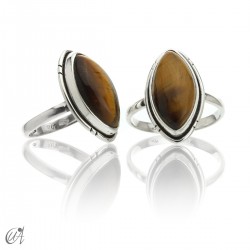Ring in silver and tiger eye, Yací model - 15
