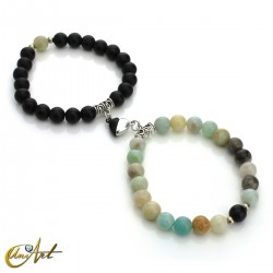 Magnetic Valentin model bracelets, 2 pieces set - Amazonite