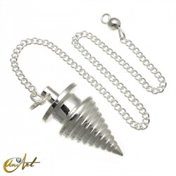 Ribbed metal conical pendulum - Color: Silver