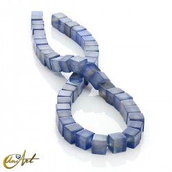 Ágata índigo, cuentas cúbicas - 8 mm
