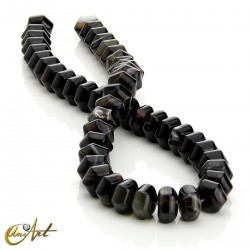 Black agate hexagon beads - 14 mm
