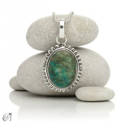 Dana silver pendant with natural stones - Chrysocolla