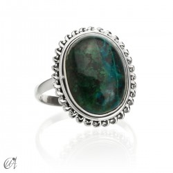 Dana model silver natural stone ring - 13, Chrysocolla