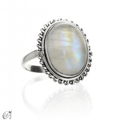 Dana model silver natural stone ring - Moonstone, 14