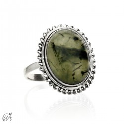 Dana model silver natural stone ring - 13, prehnite