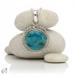 Stone and silver pendant – Matahari - Chrysocolla