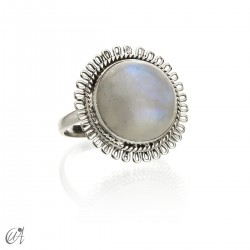 Silver and gemstone ring Matahari model - Moonstone, 13