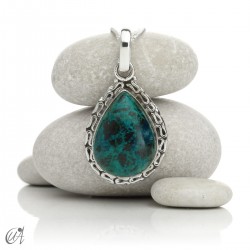 Silver and stone pendant, Juno's tear - Chrysocolla