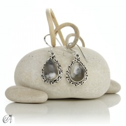 Silver earrings with stones, tears of Juno - Dendrite opal