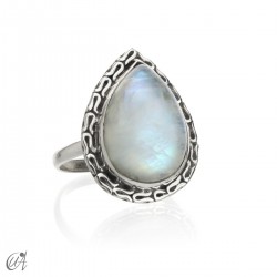 Natural gemstone ring in sterling silver, Juno's tear - Moonstone, 15