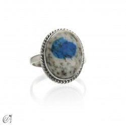 Anillo Aryuna de piedras naturales y plata de ley - 13, Jaspe K2