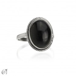 Aryuna ring of natural stones and sterling silver - Black Tourmaline, 12