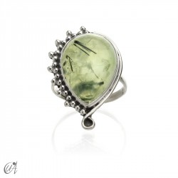 Silver and mineral ring model Circe - 13, prehnite