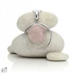 Selene pendant in sterling silver and natural stone - Rose Quartz