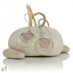Selene earrings, 925 silver with stones - Rose Quartz