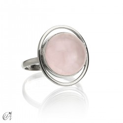 Anillo de plata y piedra modelo Selene - Cuarzo Rosa, 12