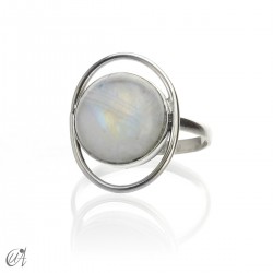 Silver and stones ring model Selene - Moonstone, 12