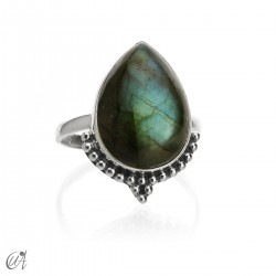 Anillo Deví,  plata 925 y piedras semipreciosas - Labradorita, 13