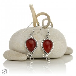 Aine earrings in silver and gems - Carnelian