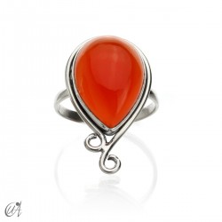 Plata de ley y piedra natural, anillo Aine - Carneola, 12