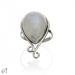 Sterling silver and natural stone, Aine ring - Moonstone, 14