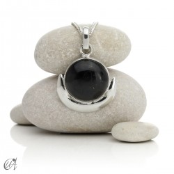 Colgante Chandra, gemas y plata 925 - Turmalina Negra