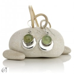 Silver and mineral earrings, Chandra - prehnite