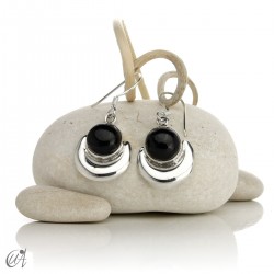 Silver and mineral earrings, Chandra - Black Tourmaline