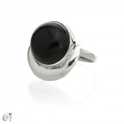 Chandra silver ring with minerals - Black Tourmaline, 12