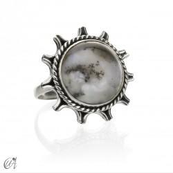 Ílios ring, stone and sterling silver - 12, Dendrite opal