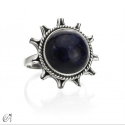 Ílios ring, stone and sterling silver - Sodalite, 12