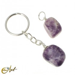 Keychain and pendant set with semi-precious stones - Lepidolite