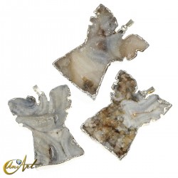 Crystallized chalcedony pendant - Angel