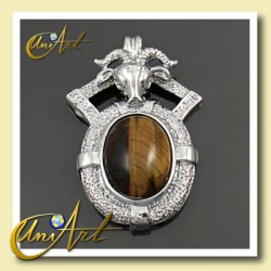 pendant Goat Model with Varied Gemstones - Tiger Eye