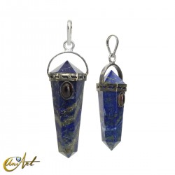 Doubly terminated point pendant with garnet - Lapis Lazuli