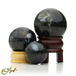 Larvikite (black labradorite) spheres - 4.2 cm