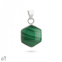 Colgante de plata y piedra, hexagonal básico - Malaquita