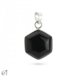 Colgante de plata y piedra, hexagonal básico - Ónix