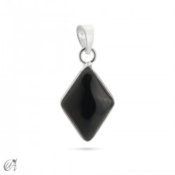 Colgante rombo básico, plata con piedra - Ónix