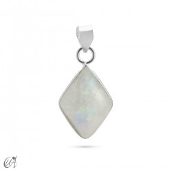 Colgante rombo básico, plata con piedra - Piedra Luna