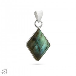 Basic lozenge pendant, silver with gemstone - Labradorite