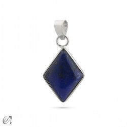 Basic lozenge pendant, silver with gemstone - Lapis Lazuli