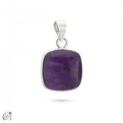 Silver pendant with stone, basic cushion model - Amethyst