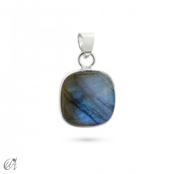 Silver pendant with stone, basic cushion model - Labradorite