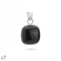 Silver pendant with stone, basic cushion model - Onyx
