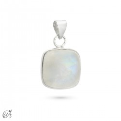 Colgante de plata con piedra, modelo cojín básico - Piedra Luna