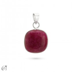 Silver pendant with stone, basic cushion model - Ruby