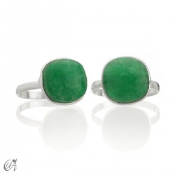 Anillo cojín básico, de plata con gema - 12, Zafiro verde