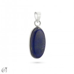 Basic elliptical pendant with natural stone and silver - Lapis Lazuli